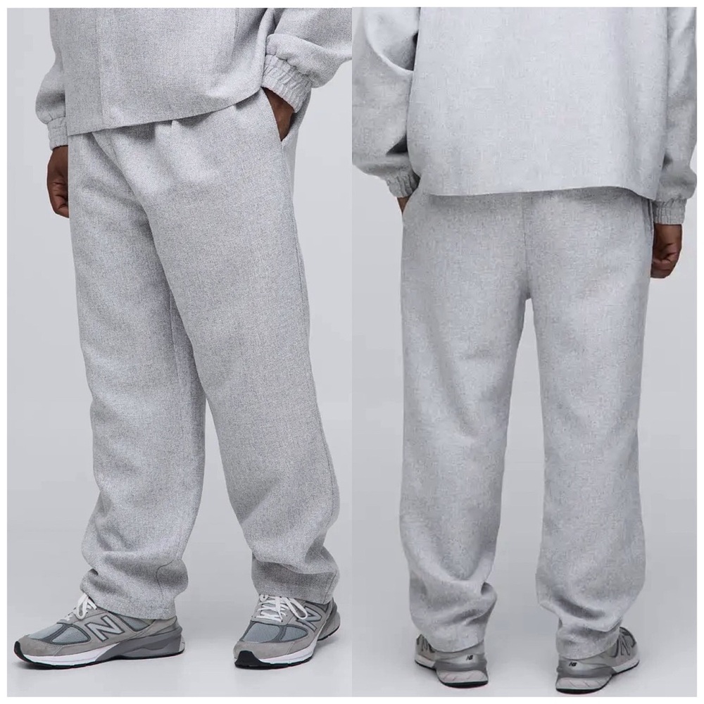 NWT : boohoo Men’s size 3XL : light gray boucle elastic drawstring trouser pants